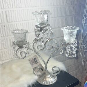 Ashland Silver Candelabra with Crystal Like Accents